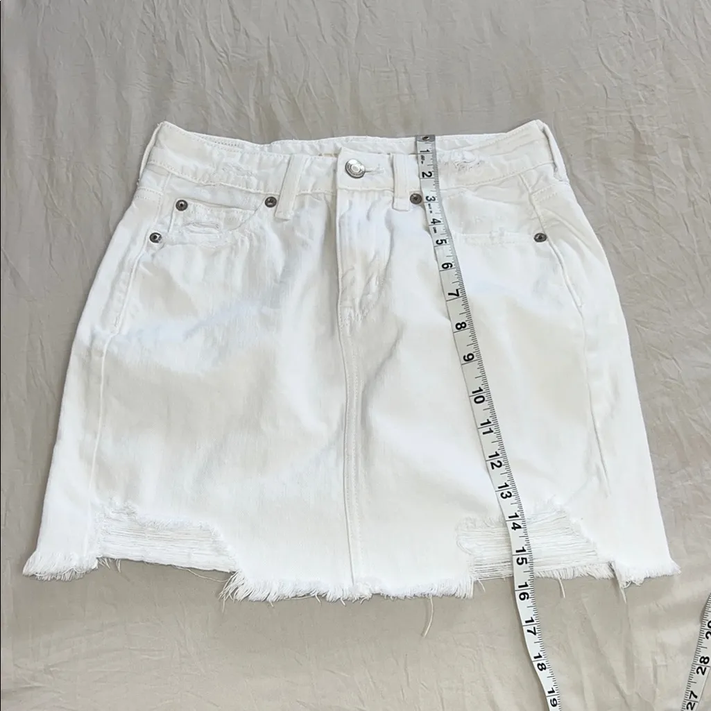 American Eagle‎ Outfitters White Denim Skirt Size 2 Long - Image 8