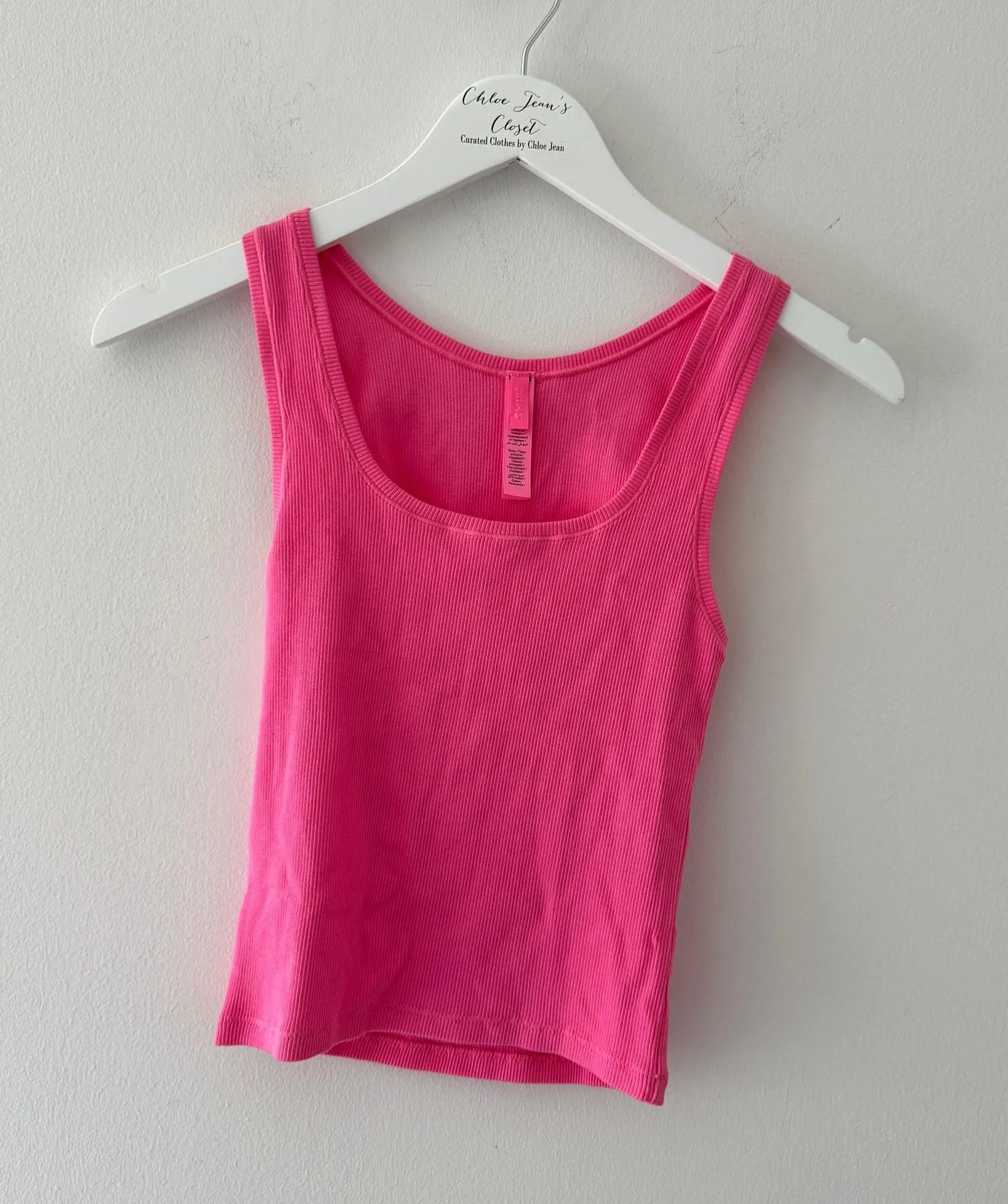 Pink Cotton Rib Tank L - Image 4