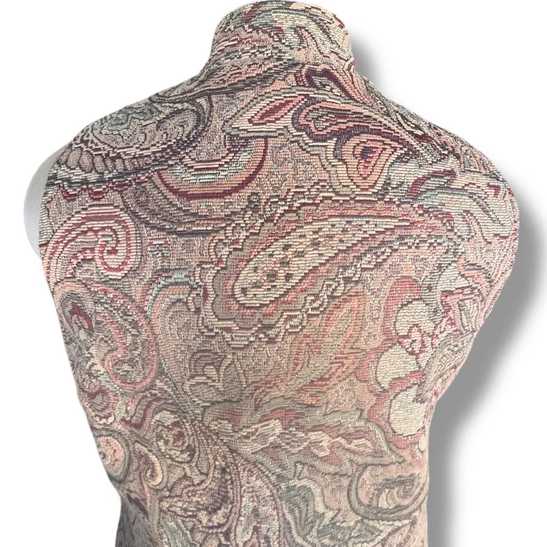 Vintage 90s White Stag Tapestry Paisley Zip Front Vest Brown Rust Tan Bohemian Size L - Image 7