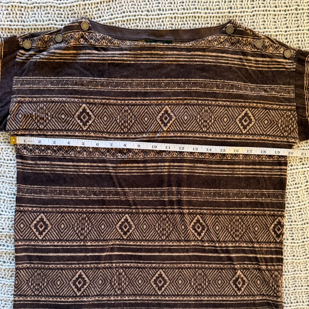 Lauren Ralph Lauren Women’s Brown Cream Native Aztec Western Long Sleeve Large - Image 5