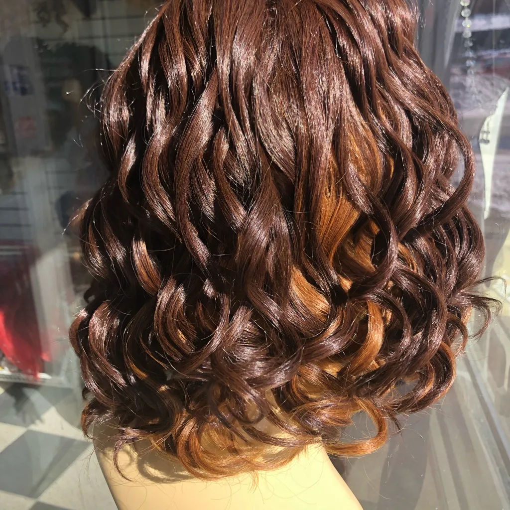 Brown curly bob wig ombré brown mix wig - Image 8