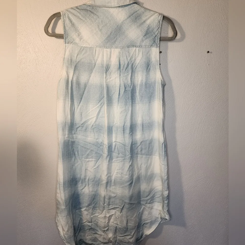 Cloth and stone by anthropologie blue and white plaid button up dress size small - Image 3