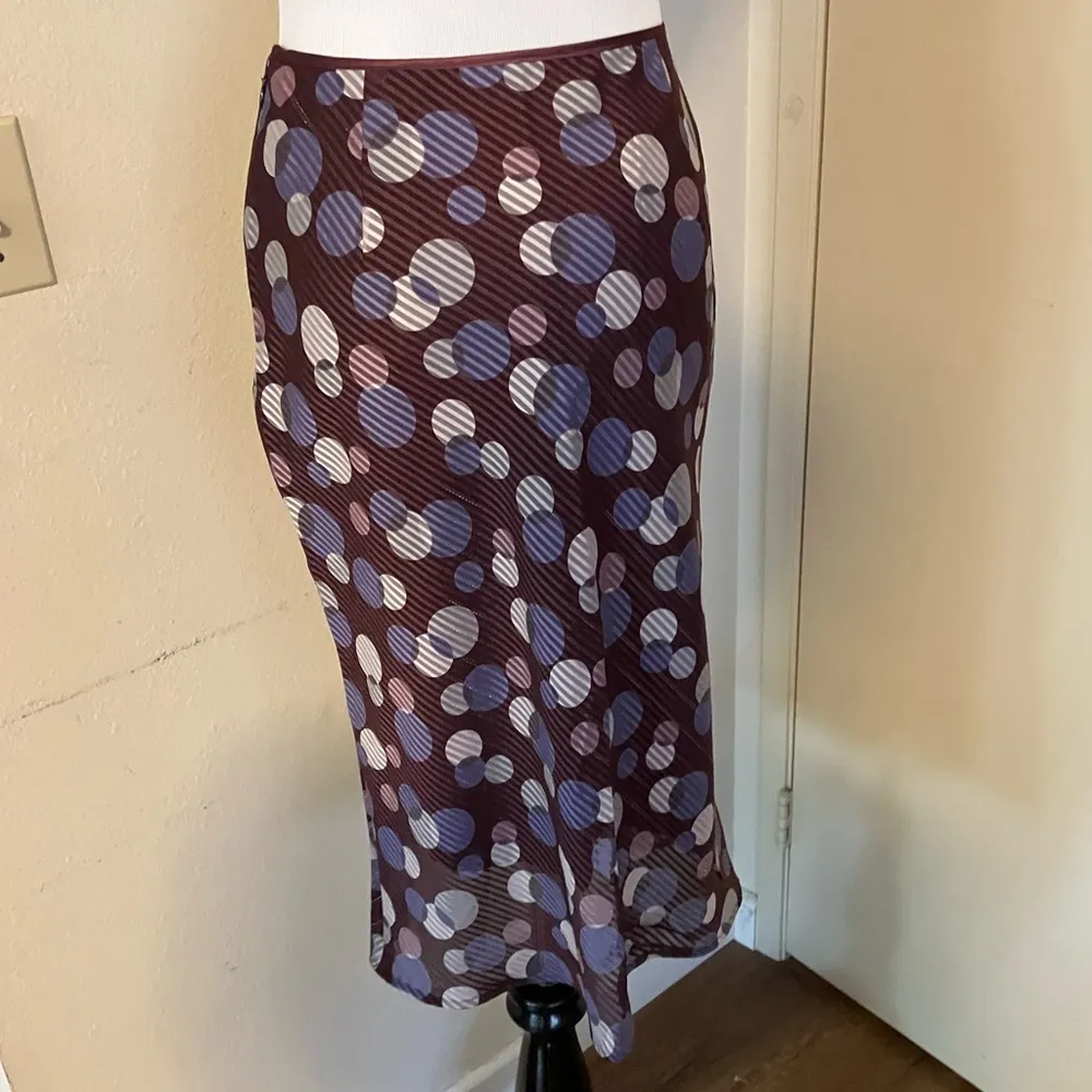 Vintage Japanese POLKA DOT PRINT PENCIL SKIRT MADE IN JAPAN early 00s Purple - Image 3