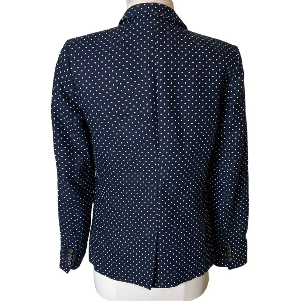 J. Crew regent blazer linen blue polka dot sz 2 - Image 4