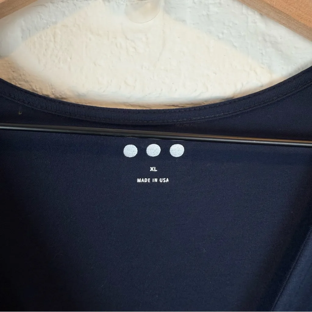 Three Dots Navy Blue Wrap Dress V Neck Waist Tie 3/4 sleeves Made in USA XL - Image 5