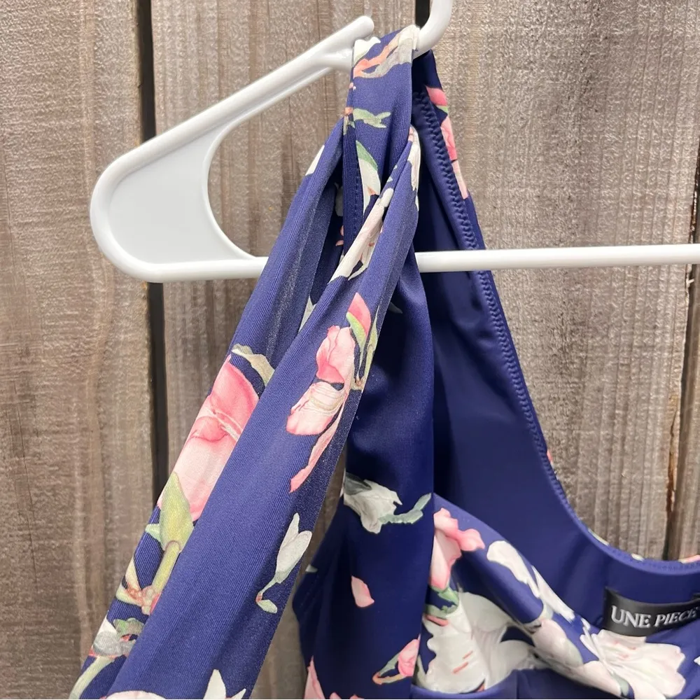 Imperfect Une Piece luxury swimsuit removable bows one piece blue pink floral 6 - Image 9