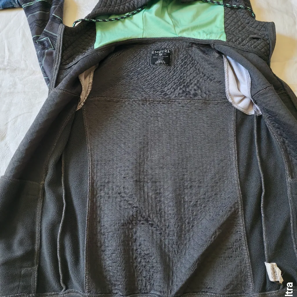 Empire Dark Grey and Teal Hooded Jacket Blue - Image 6