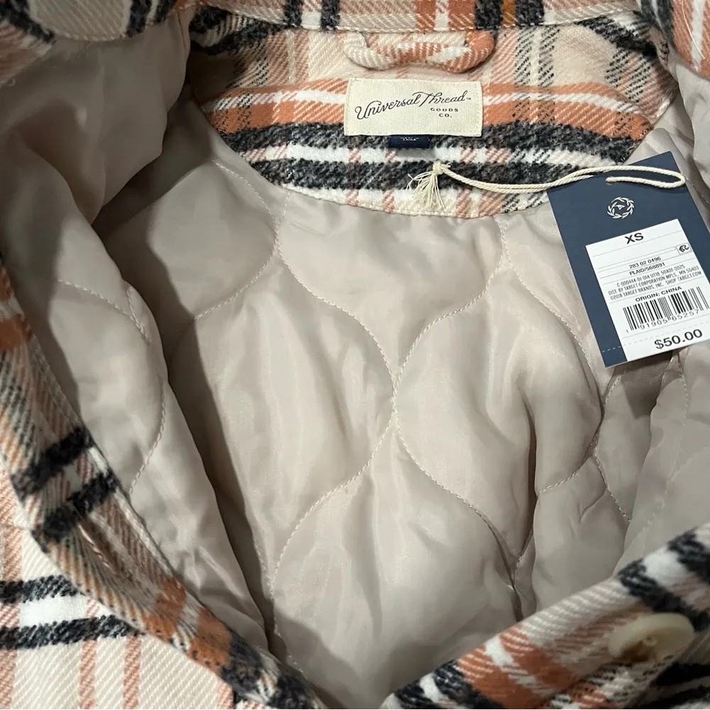 NWT Universal Thread Mid Length Plaid Shirt Jacket Size XS - Image 8