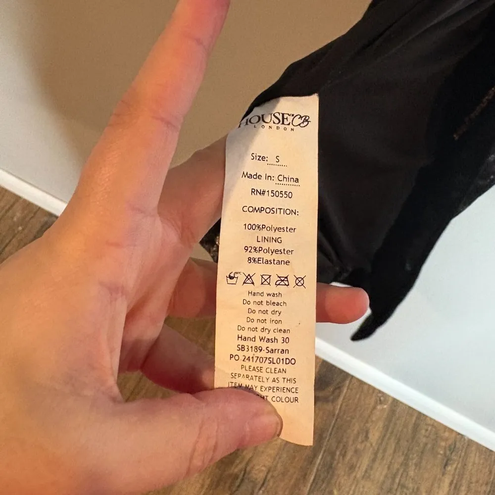 House of CB black velvet strapless gold chain lace up midi dress - Image 5