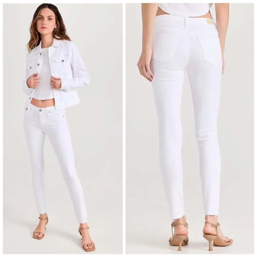 AG Adriano Goldschmied THE LEGGING ANKLE Super Skinny Jeans in White Raw Hem - Image 6