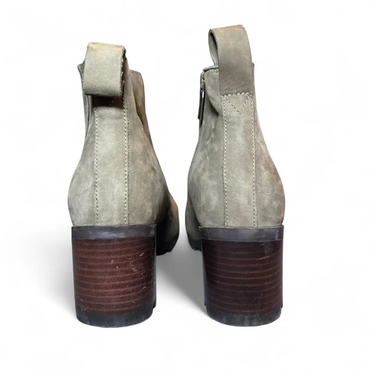 Vionic Wilma Women’s Size 9 Olive Green Suede Ankle Boots Side Zip Block Heel Co - Image 4