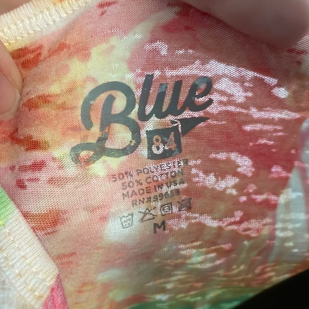 BLUE 84 South Padre Island Orange Pink Yellow Tye Dye  Floral Tank Top Size M - Image 4