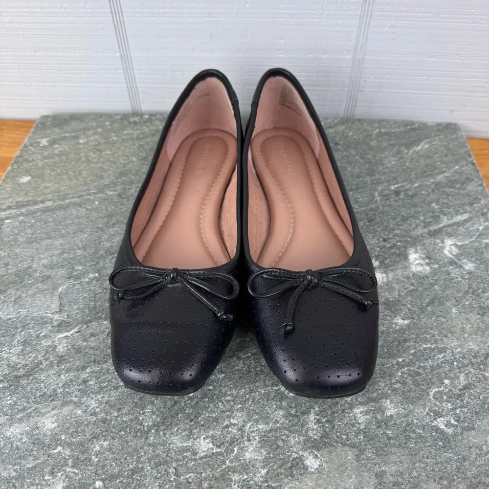 Nordstrom Ashton Black Perforated Leather Ballet Flat Bow Coquette Balletcore - Image 3