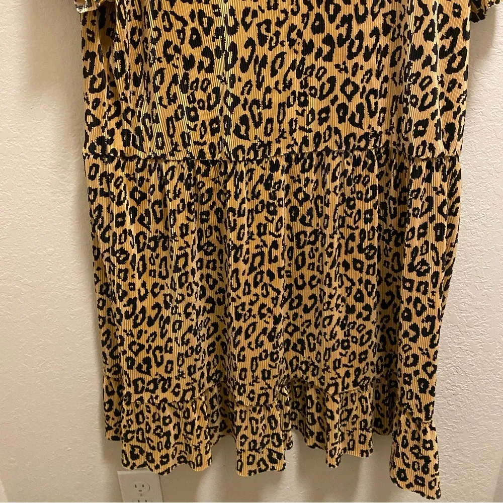 Aqua For Bloomingdales Leopard Print Ribbed Short Sleeve Mini Dress Size 3X - Image 8