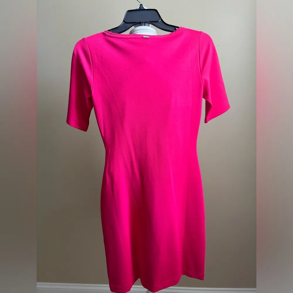 NWT White House Black Market ES Side Tie Knot Chemise Dress in Bright Rose - Image 6