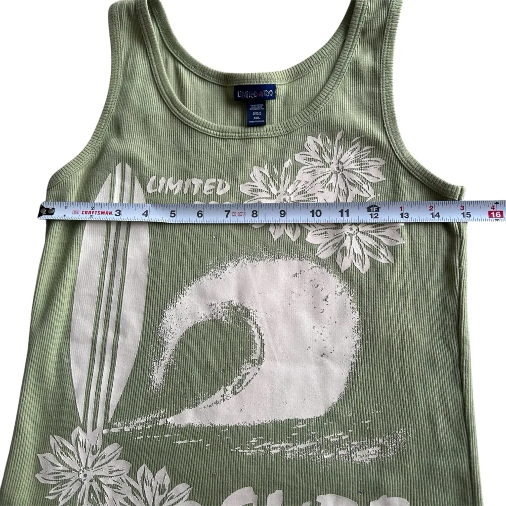 Limited Too Vintage Y2k green ribbed tank top size XXL EUC - Image 2