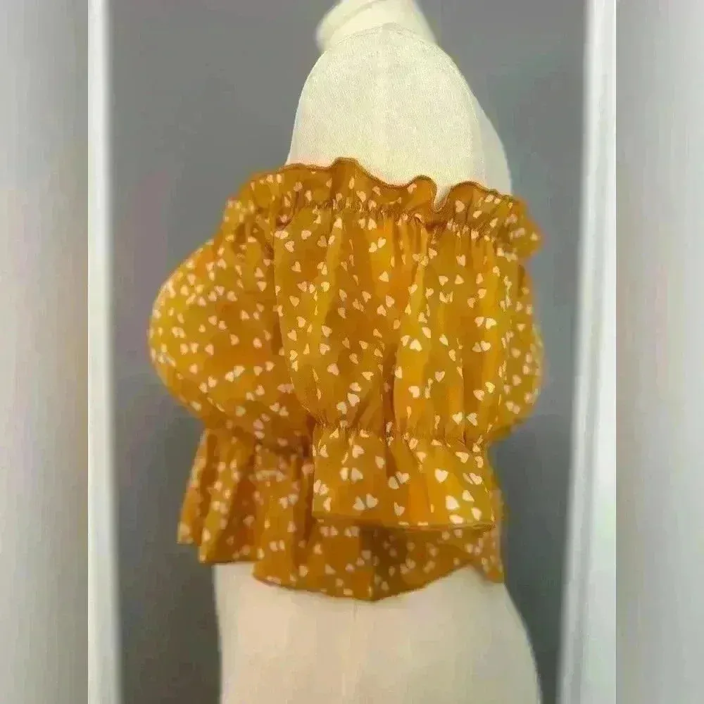 Shein Lune Plus Confetti Heart Print Bardot Peplum Blouse (553) - Image 6