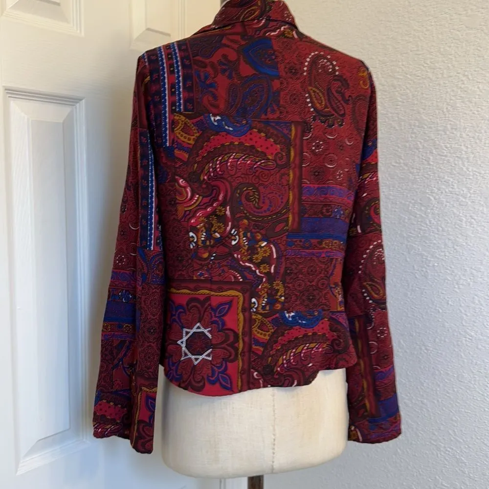 groovy vintage deep v collar blouse Red Size M - Image 8