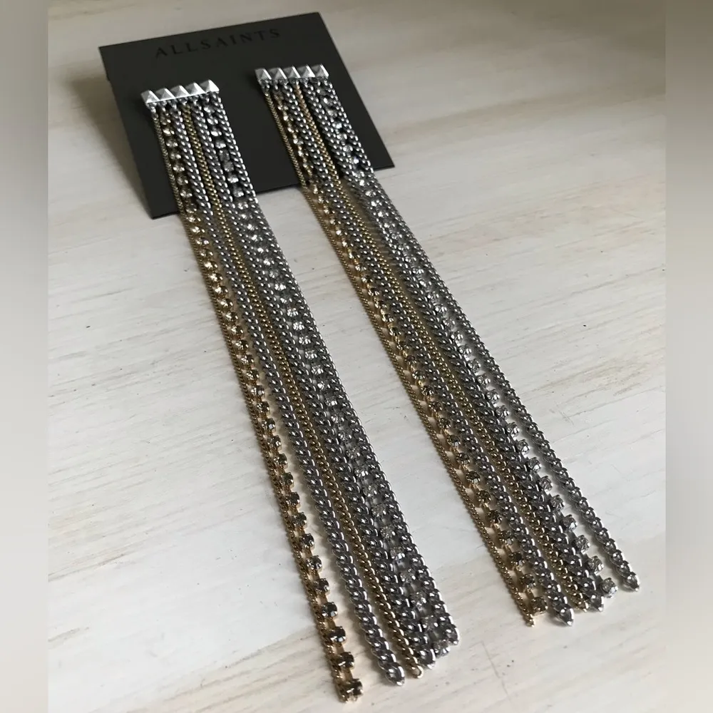 All Saints Cailin Crystal Stud Long Earrings NWT - Image 3