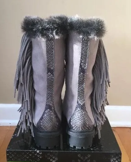 Faux Fur Suede Fringed Boot - Image 7