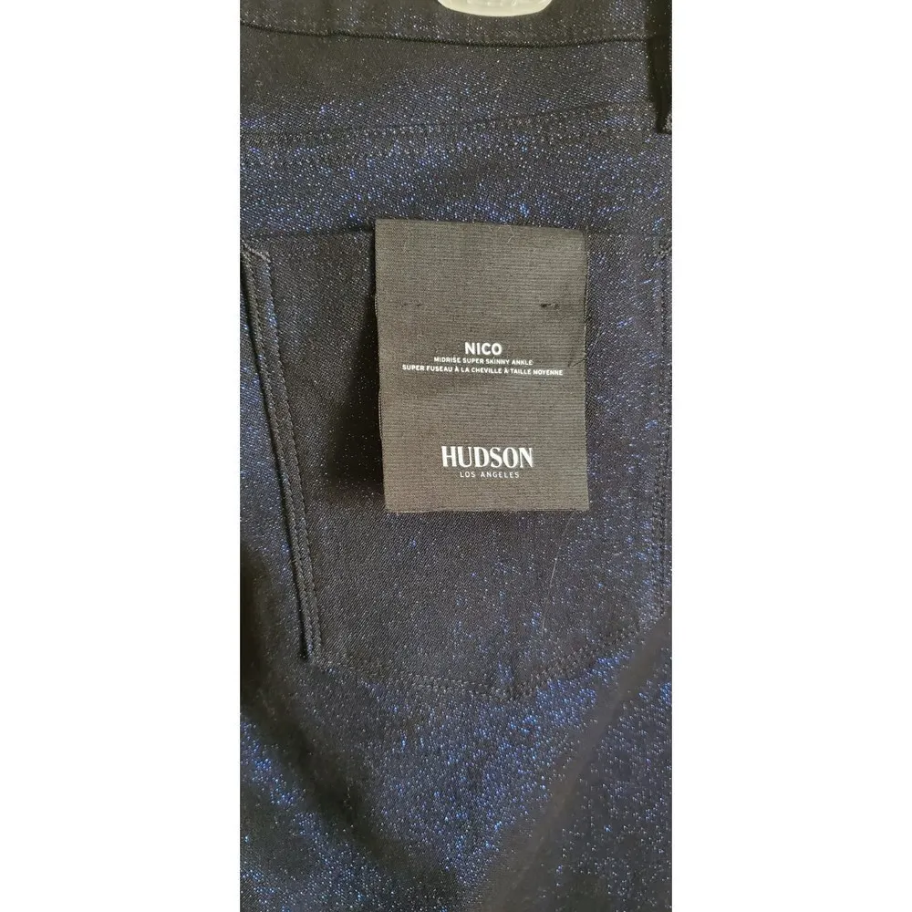 𝅺Hudson Nico super skinny midnight stellar metallic blue shimmer black jeans - Image 8