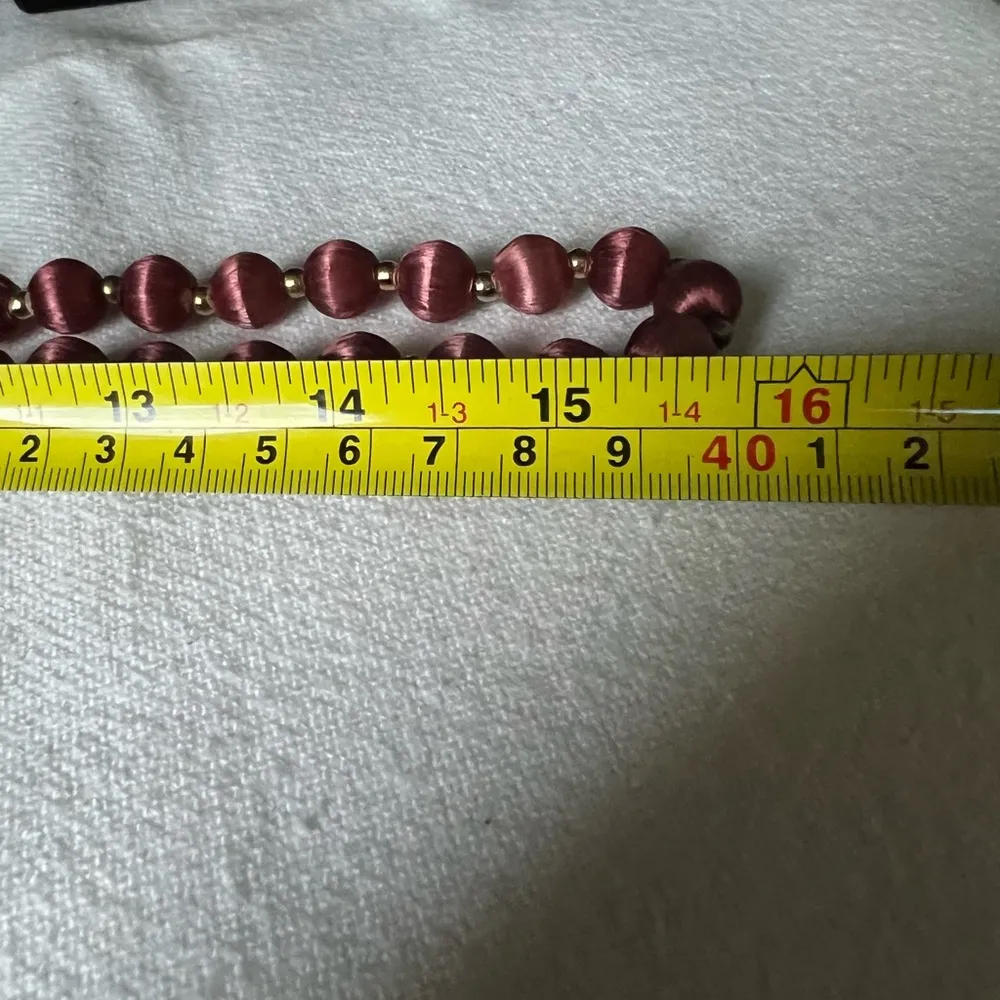 Vintage brick red necklace 32 inches silk covered Elegant Burgundy Beaded - Image 5