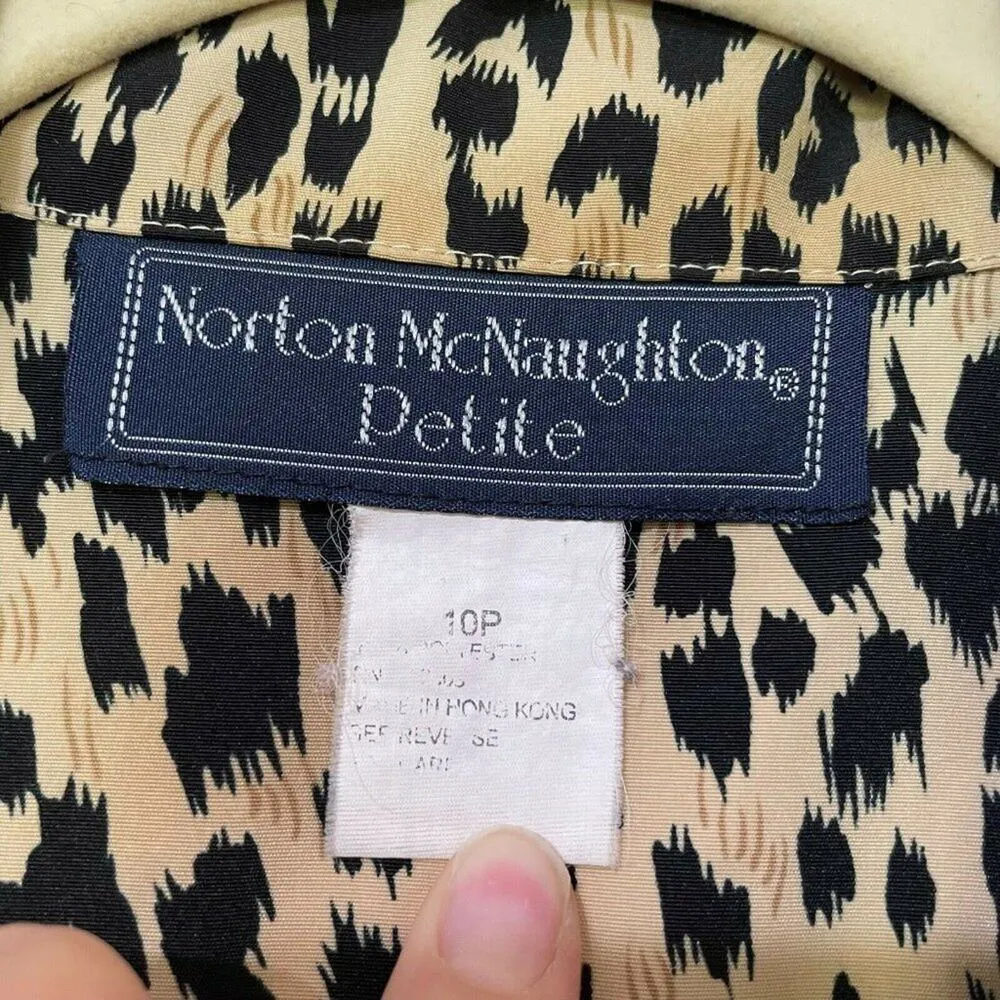 Norton McNaughton Vintage Brown Leopard Print Top Women 10P Classic Quiet Luxury - Image 6
