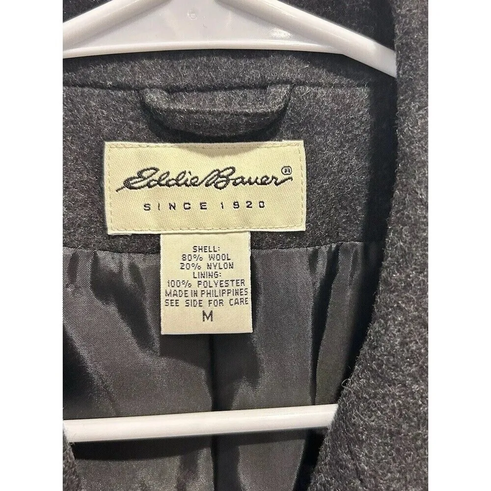 Vintage Eddie Bauer Charcoal Gray Wool Flannel Blazer Jacket  Womens Size Medium - Image 4