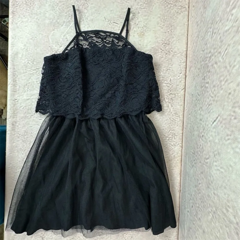 Women's Halter Tulle Lace Dress Black Size 2 - Image 3
