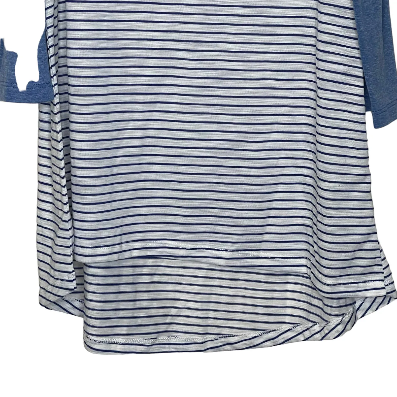 Umgee Cold Shoulder T-Shirt Size Small Blue White Striped Cotton‎ Blend Womens - Image 5