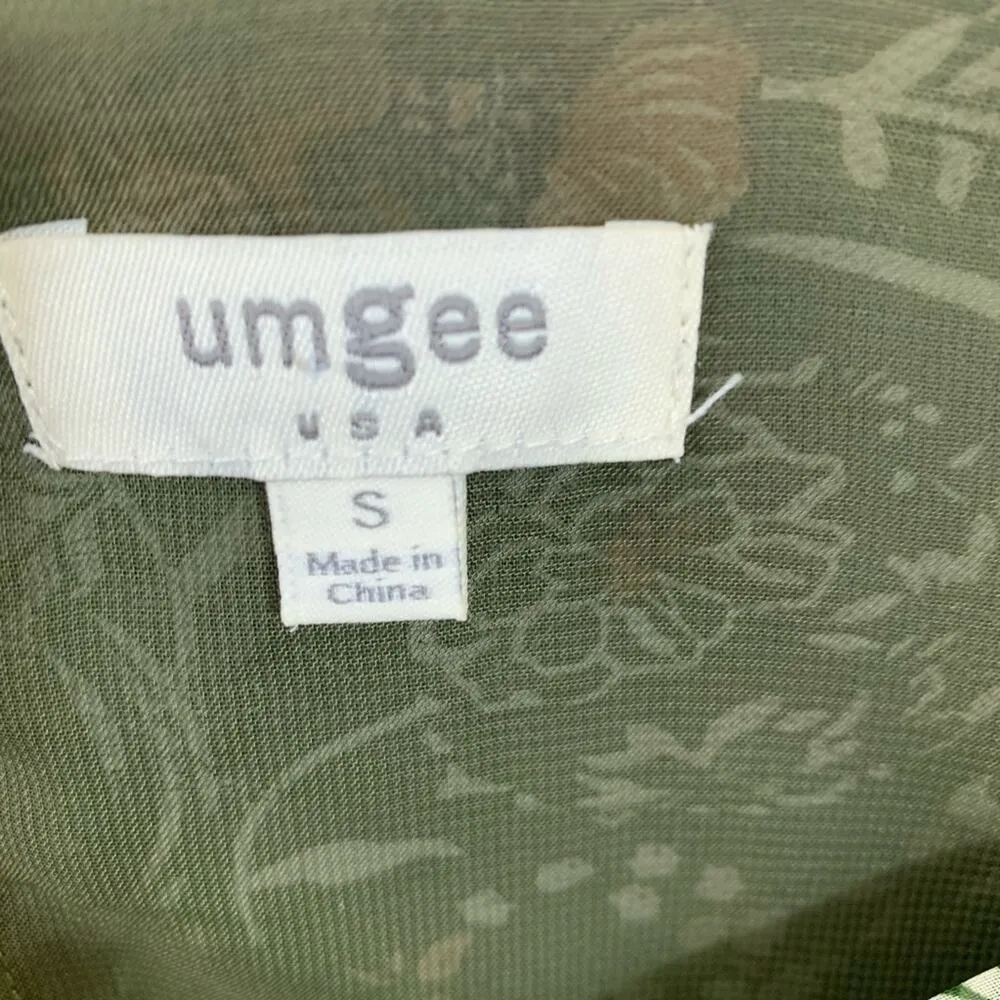 Umgee Floral Bell Sleeve in Army Green Dress - Image 2