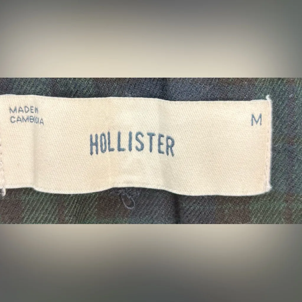 Hollister M Pleated Blackwatch Plaid Green Navy Shorts Skorts Micro Mini Skirt - Image 6