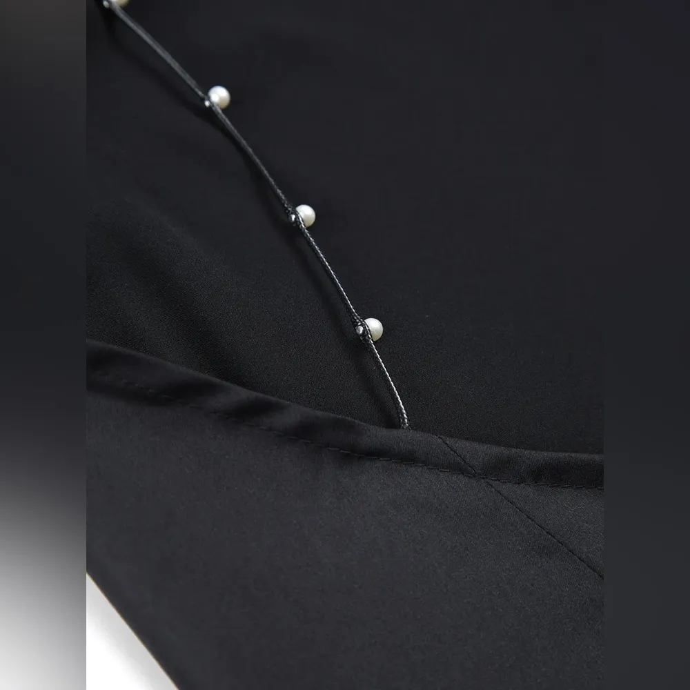 Hold My Pearls Open Back Satin Long Dress Size M - Image 3