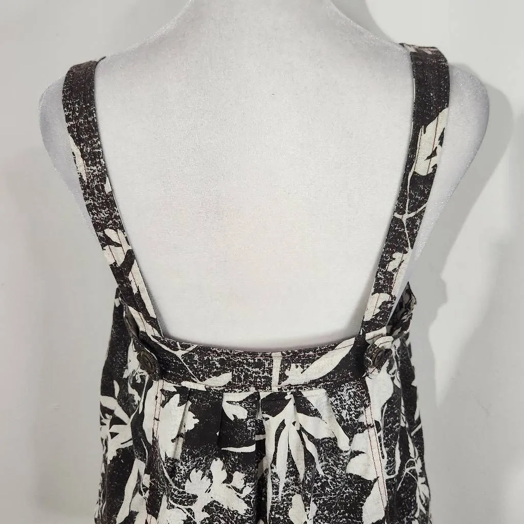 HD in Paris Black White Tropical Floral Linen Top Size 4 Anthropologie Linen Top - Image 7