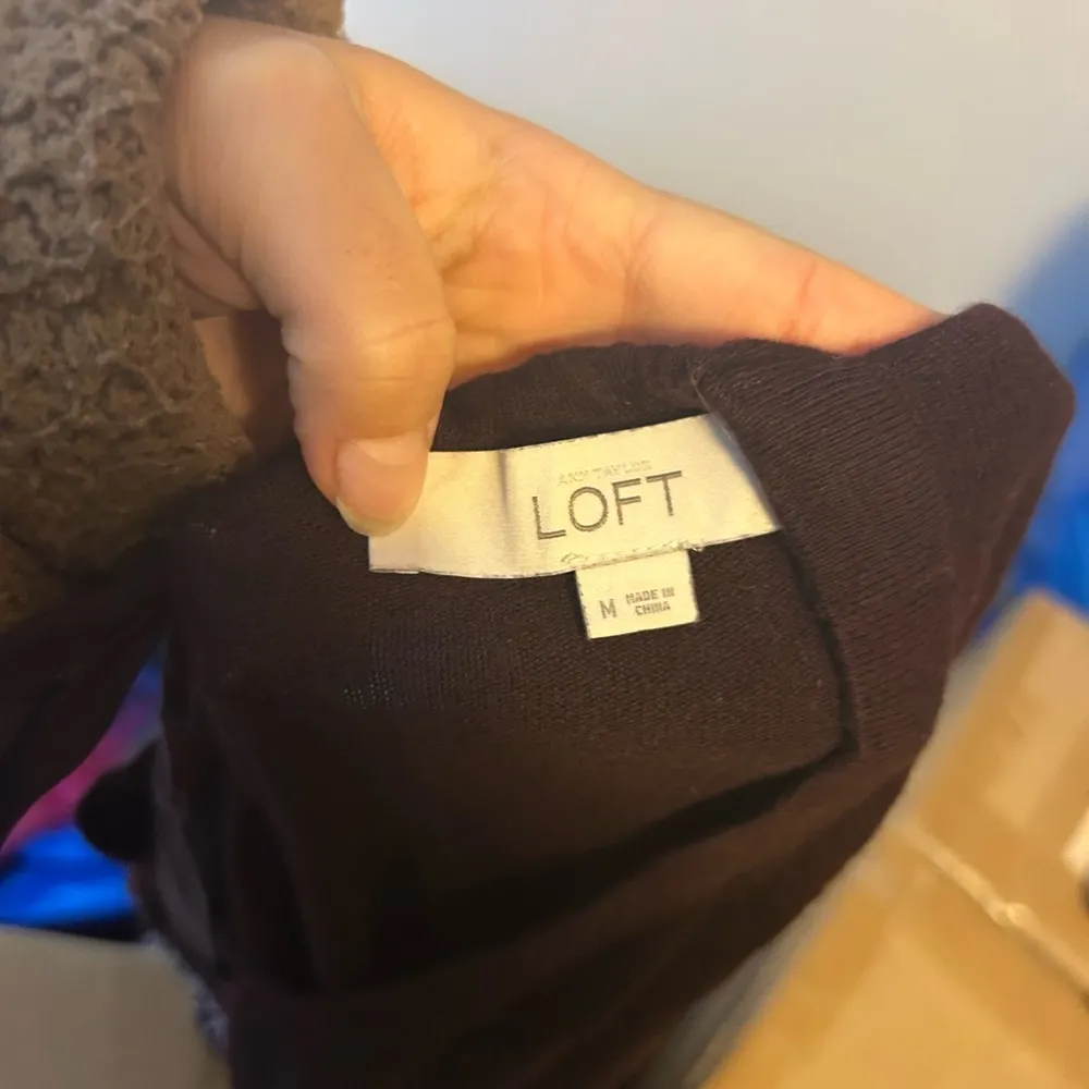 Loft Deep Burgundy Beaded Tie Back Sweater Women’s Size Medium - Image 3