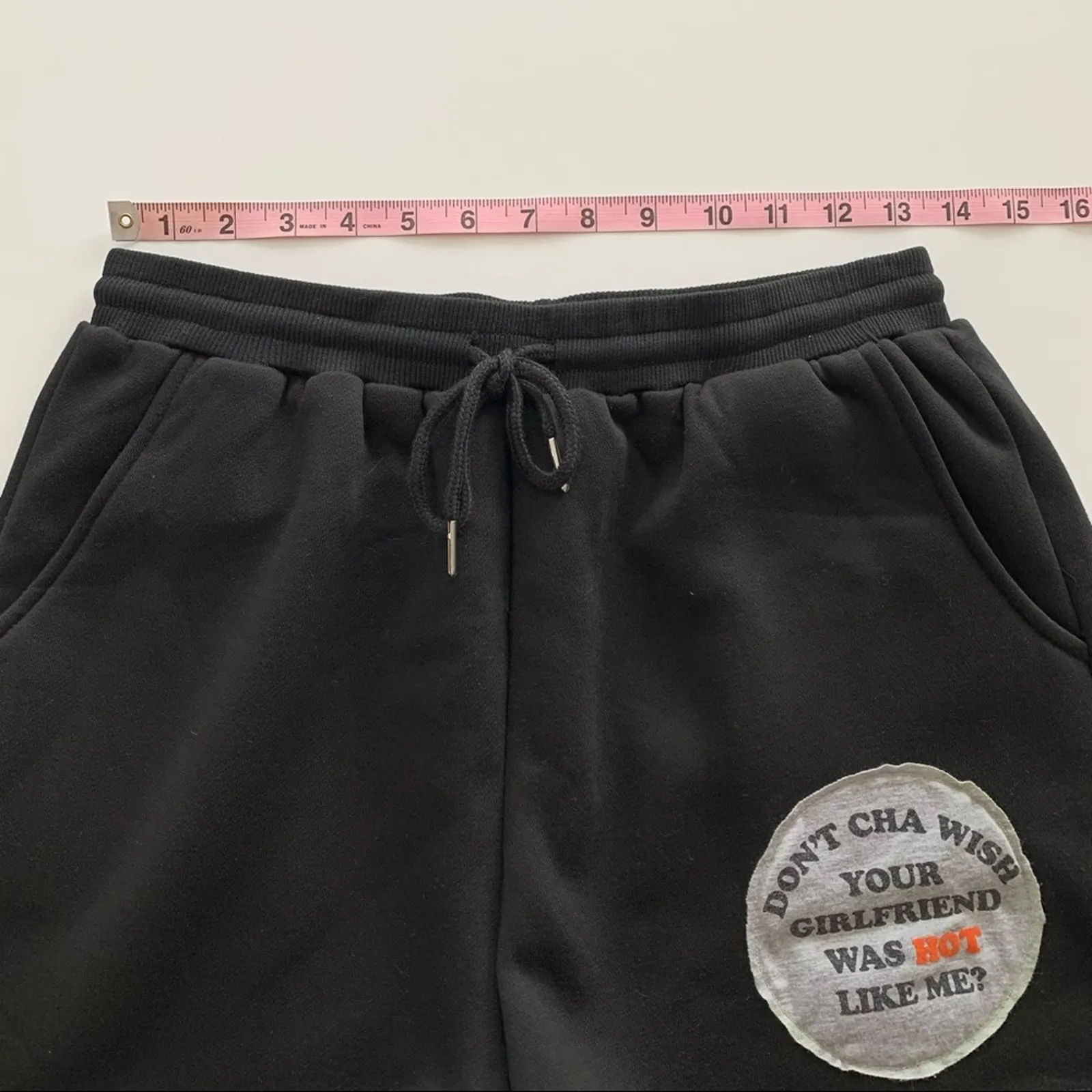 Via Penny Lane Reworked Apparel | Don’t Cha Black Graphic Shorts Medium - Image 3