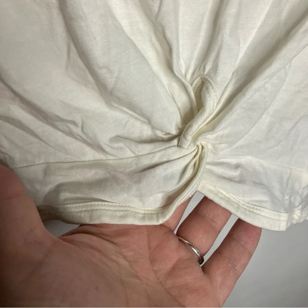 Toad & Co Anza short sleeve shirt white womens size‎ XS faux knot top casual - Image 5