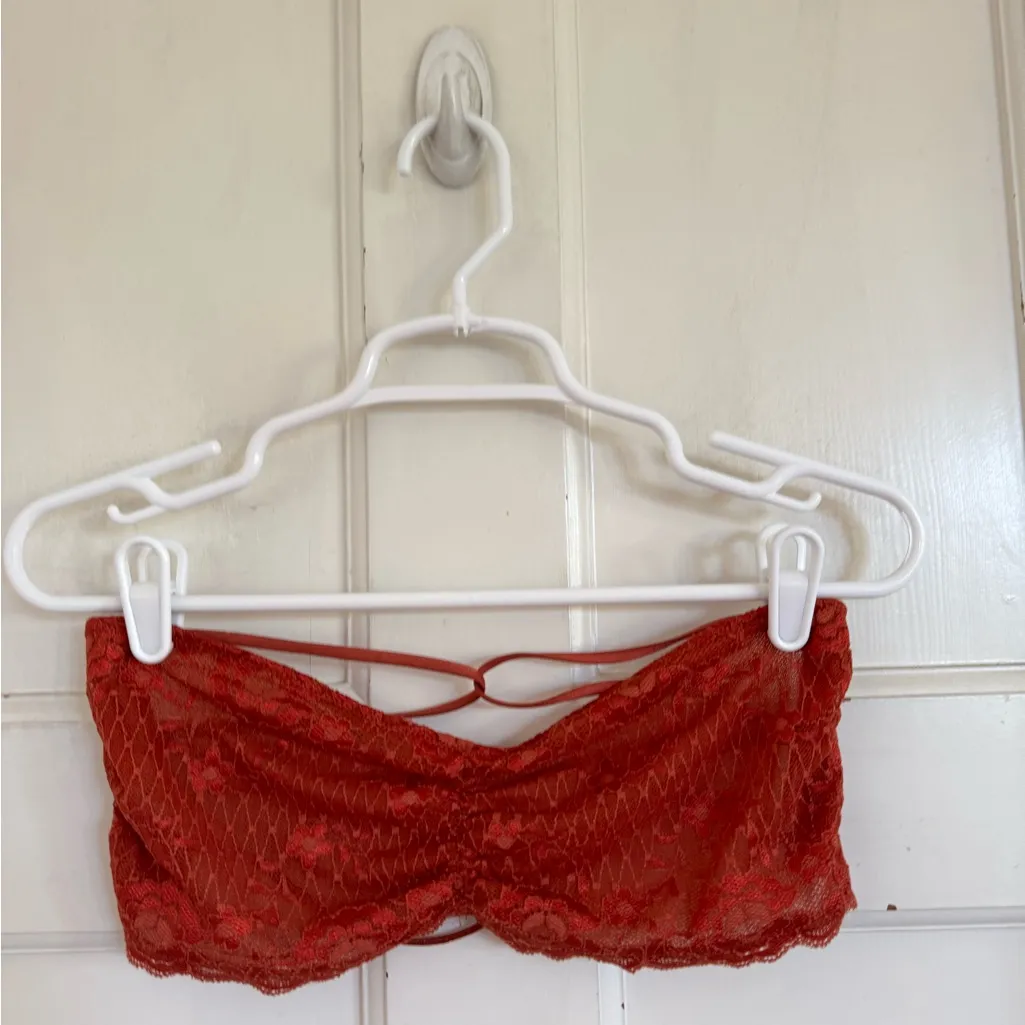 Free People rust lace bandeau bralette size large - Image 2