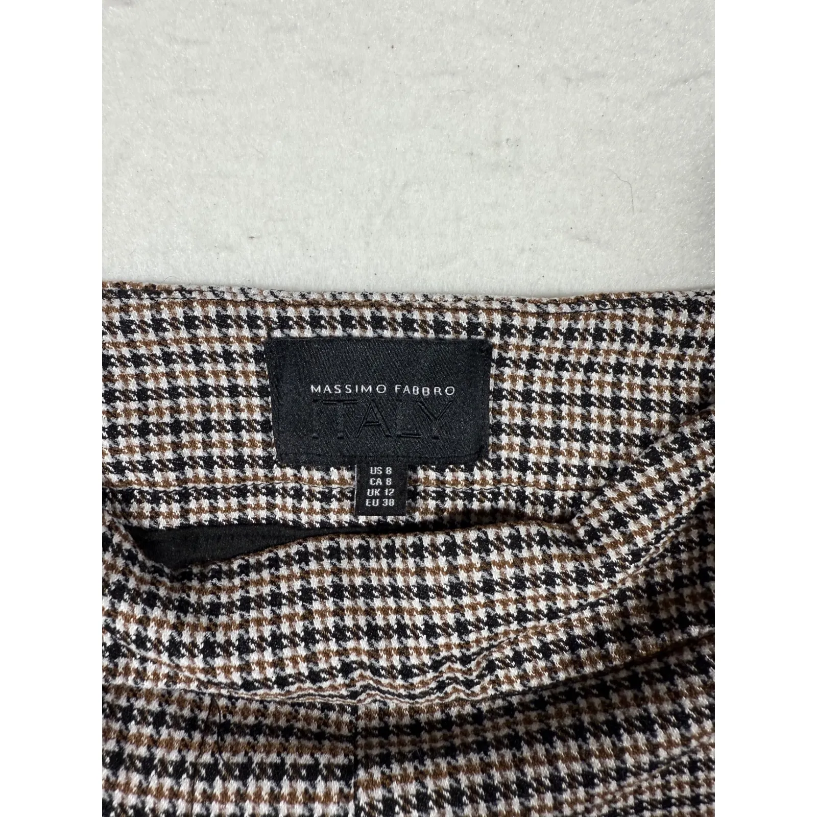 Massimo Fabbro Italy Women's Plaid Straight Leg Pants Size 8 Brown - Image 3