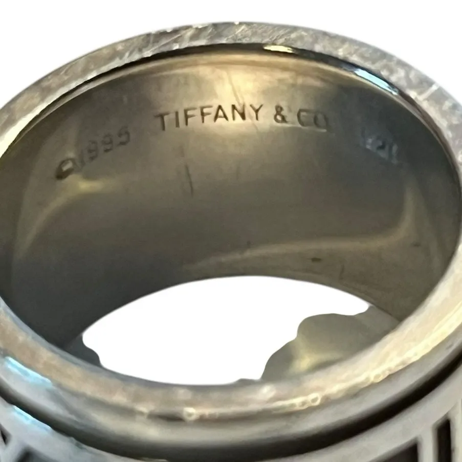 Tiffany & Co. Atlas Wide Band Ring Sterling Silver Roman Numeral Sz 5 - Image 2