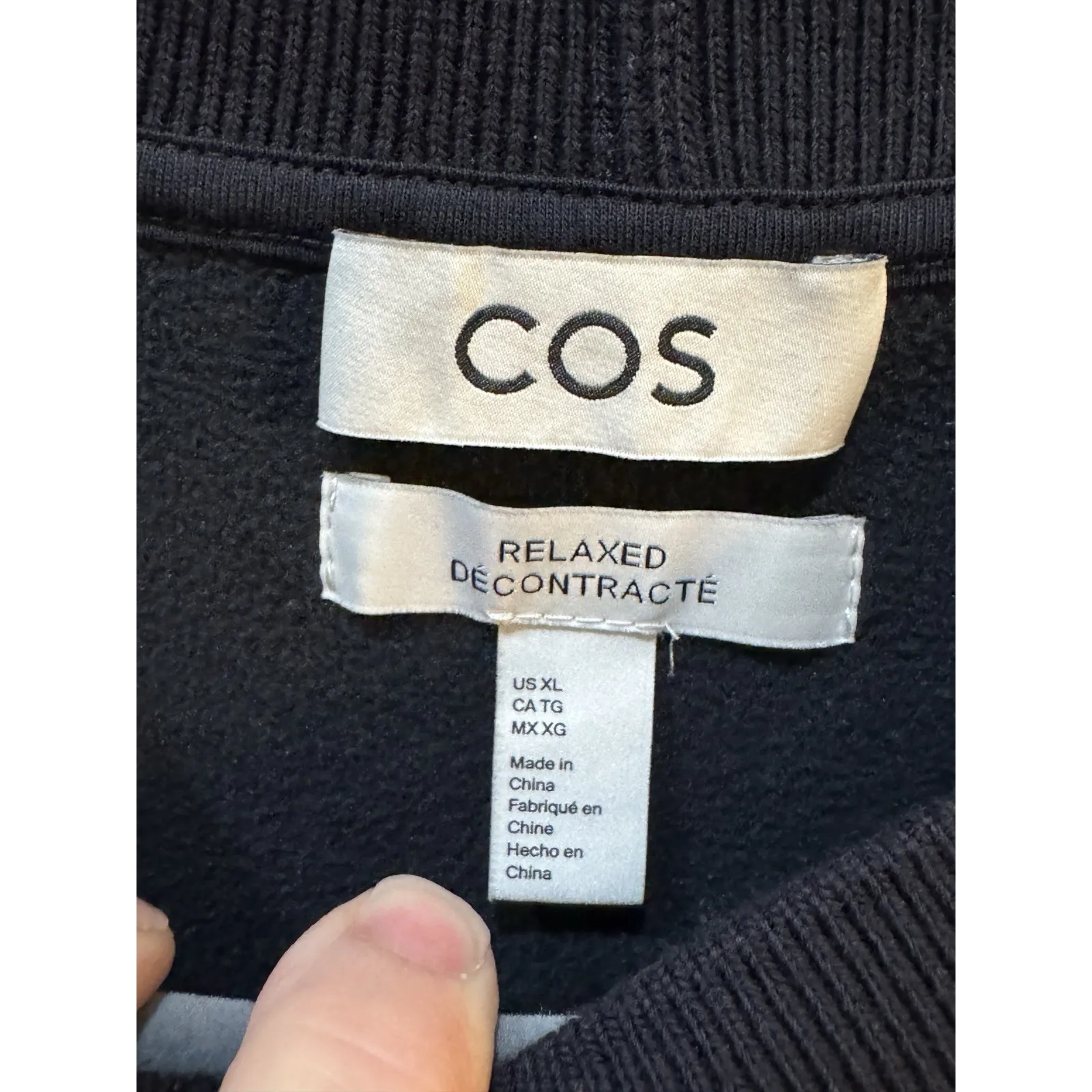 Cos Women's Oversized Relaxed Fit Pullover Sweatshirt Teddy Texture Dark Blue - Image 4