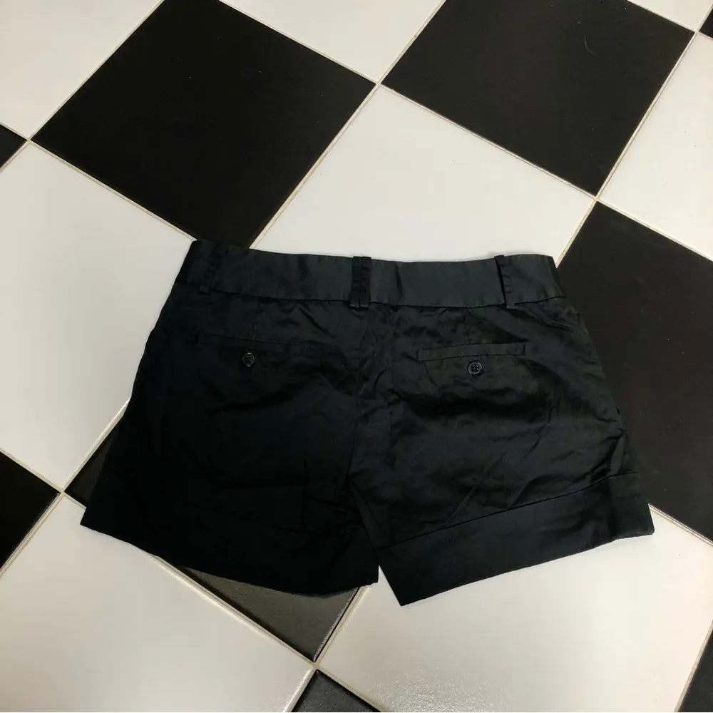 Black Chino Shorts Rolled Hem Flat Front Back Pockets Casual Classic size L - Image 6