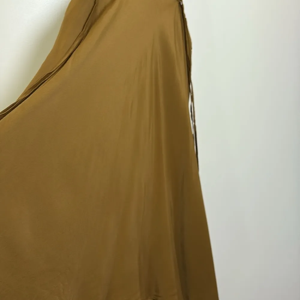 A New Day Brown Midi Dress Lightweight Cutout asymmetrical Hem Tie Back Size M - Image 5