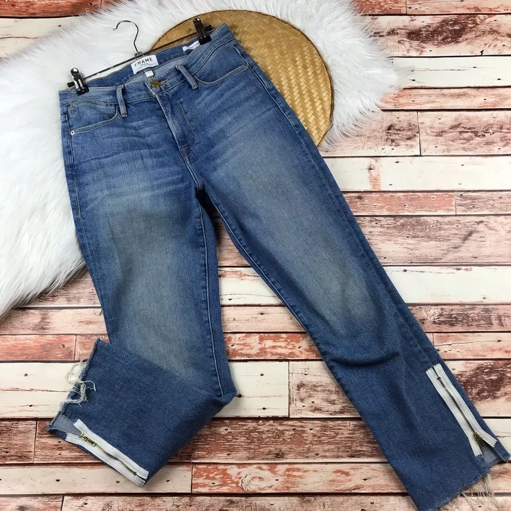 Frame jeans le‎ high straight rawhem exposed zipper - Image 2