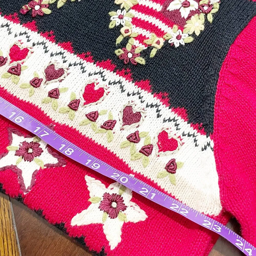 Vintage Women's Red White Blue Embroidered Grannycore Sweater Sz XL Americana - Image 9