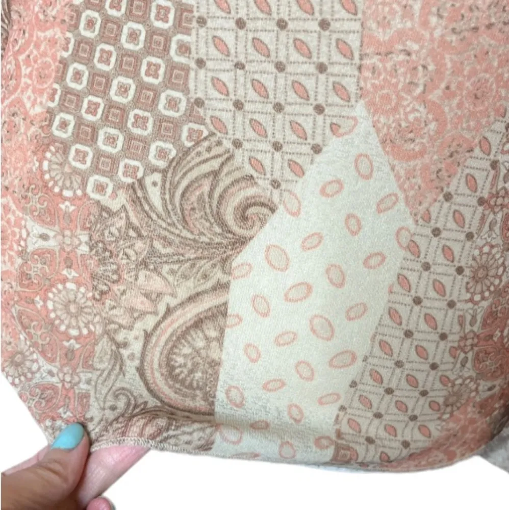 Hippie Paisley Vintage Y2k 90’s boho patchwork top stretch bell sleeve Small Orange - Image 4