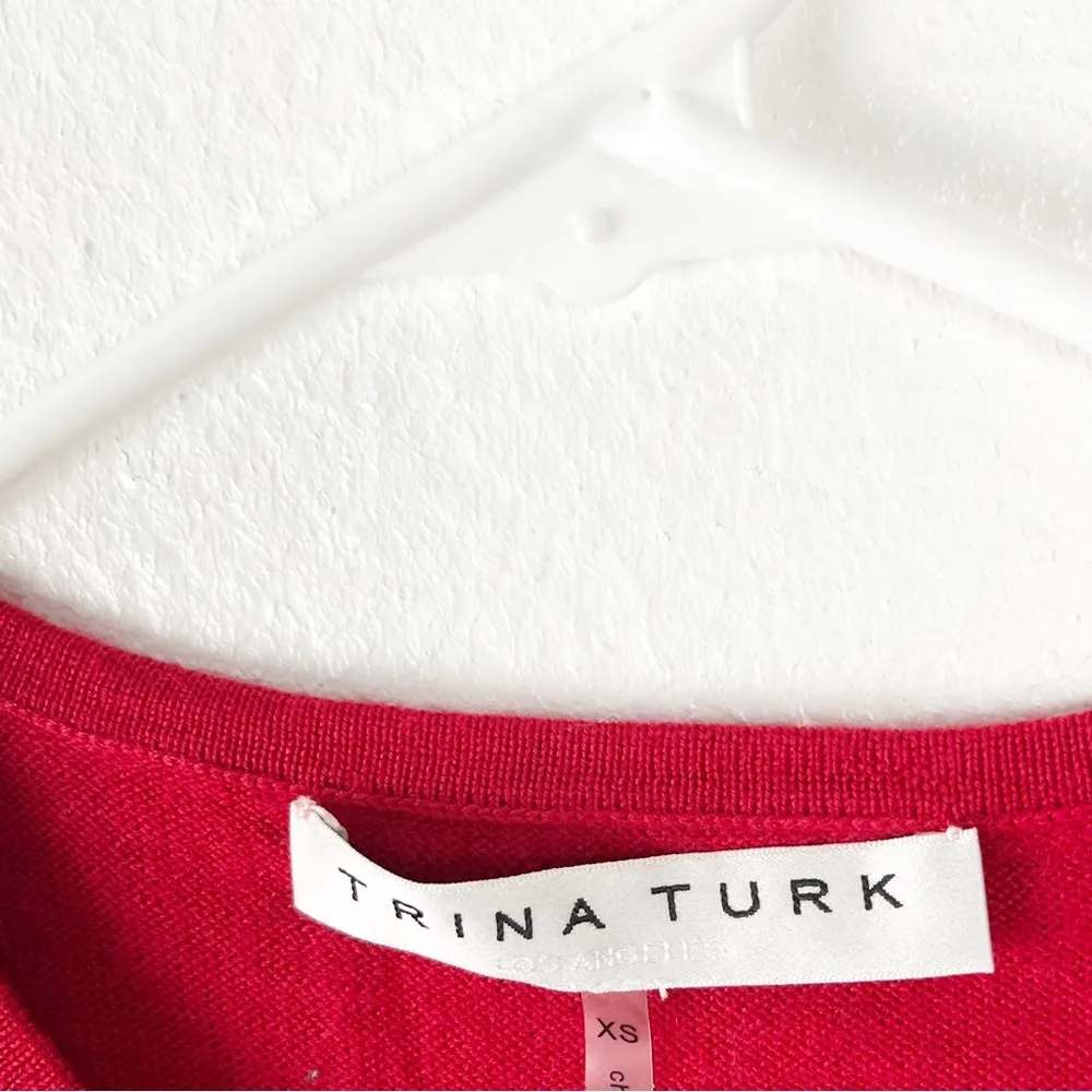 TRINA TURK 100% Merino Wool Sass Fringe Long Sleeves Sweater Dress, Size XS - Image 3