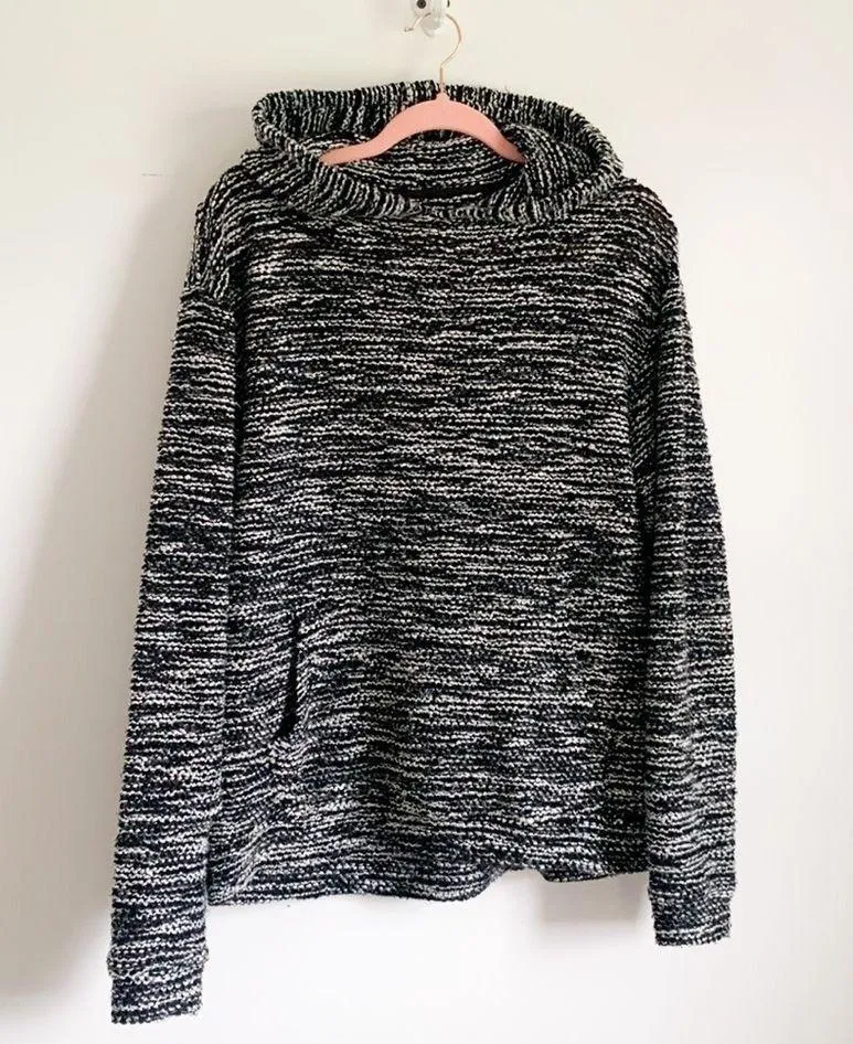 Jackson Black Textured Knit Hooded Space dye Pullover Sweater top Oversized Sm - Image 4