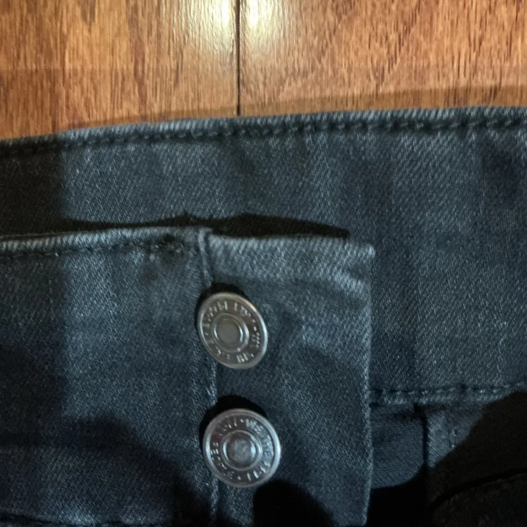 We The Free People Size 25 Jeans Black Bell Bottoms High Rise Buttons - Image 3