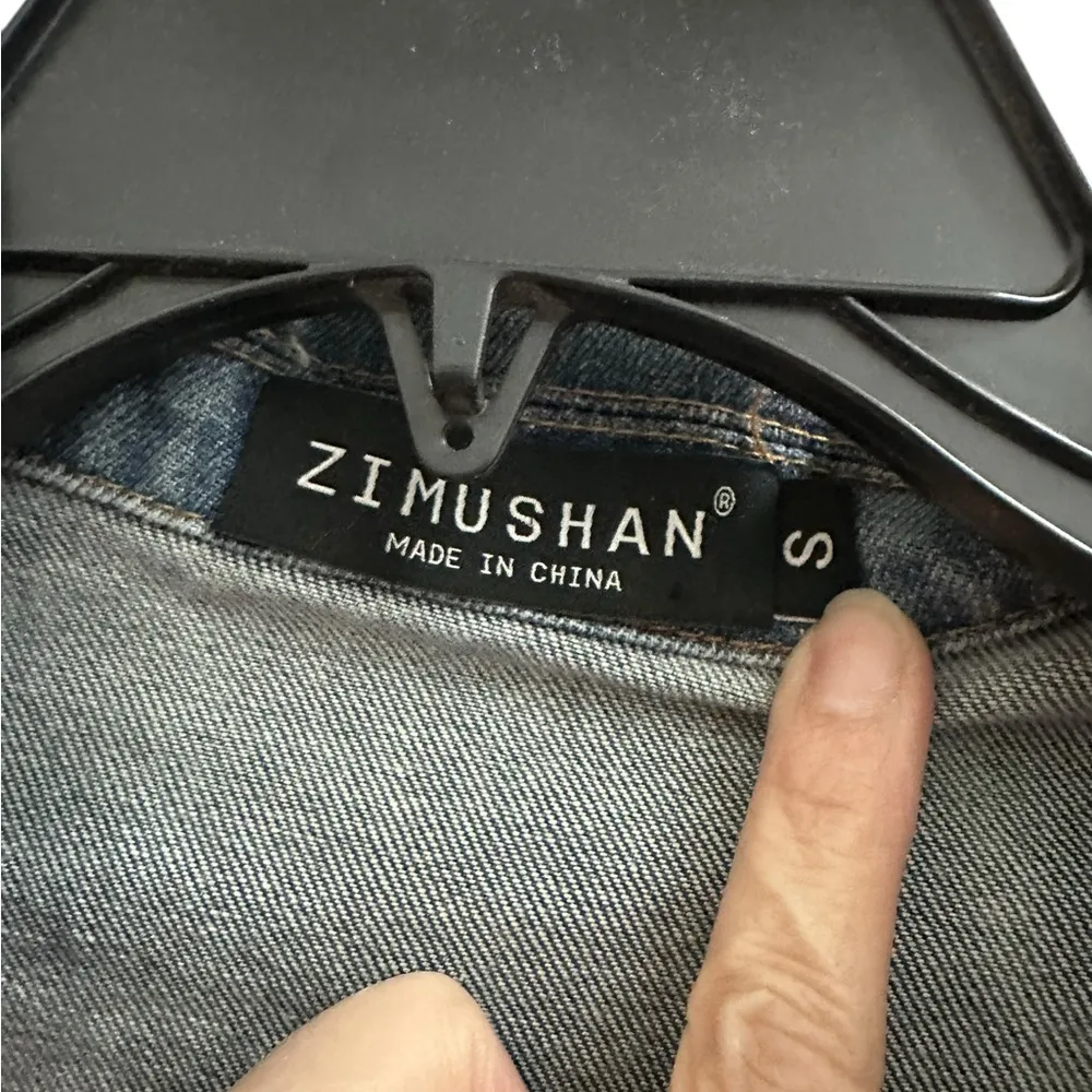 Denim coat 3/4 length sleeves Sz Medium Blue - Image 4